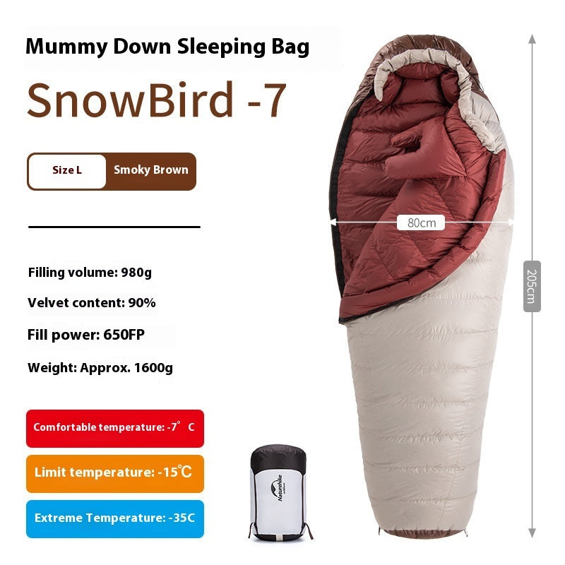 Sac de couchage momie en duvet d'oie premium pour un confort en plein air