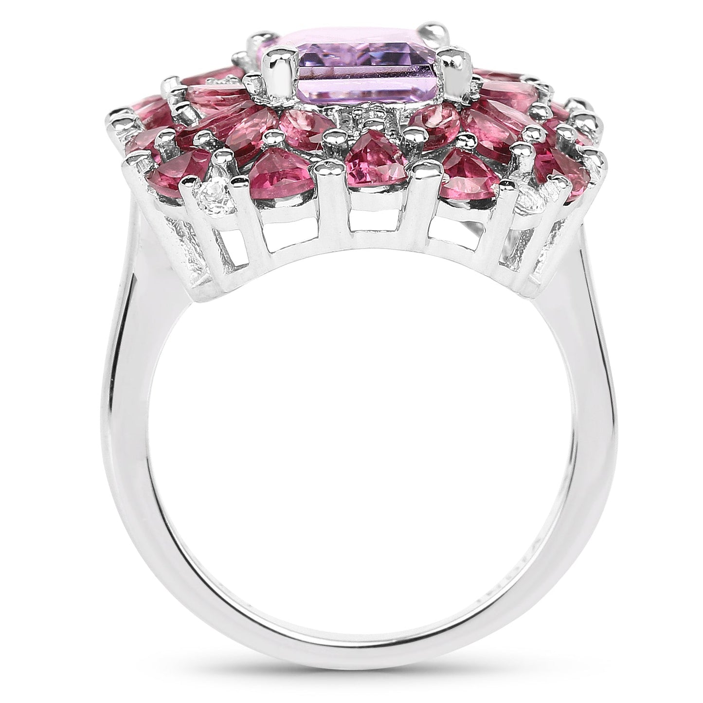 7.59 Carat Pink Amethyst & Rhodolite Sterling Silver Ring