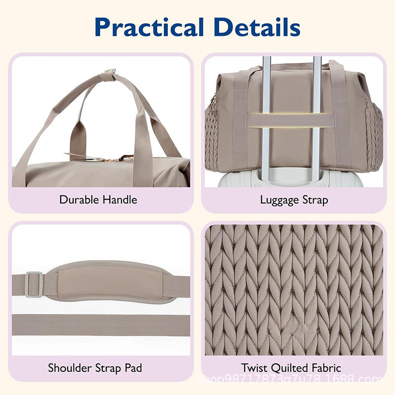 Large Capacity Striped Handbag for Travel