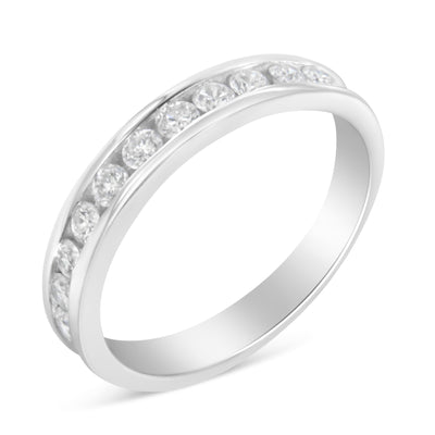 IGI Certified 1/2 Cttw Round Diamond 18K White Gold Wedding Band - Size 7