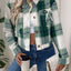 Veste Boutonnée Vert Foncé Chic avec Nœud et Poches
