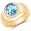 2.22 Carat Swiss Blue Topaz & White Zircon Sterling Silver Ring