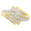 10K Yellow Gold Round and Baguette Diamond-Cut Engagement Ring - Size 7