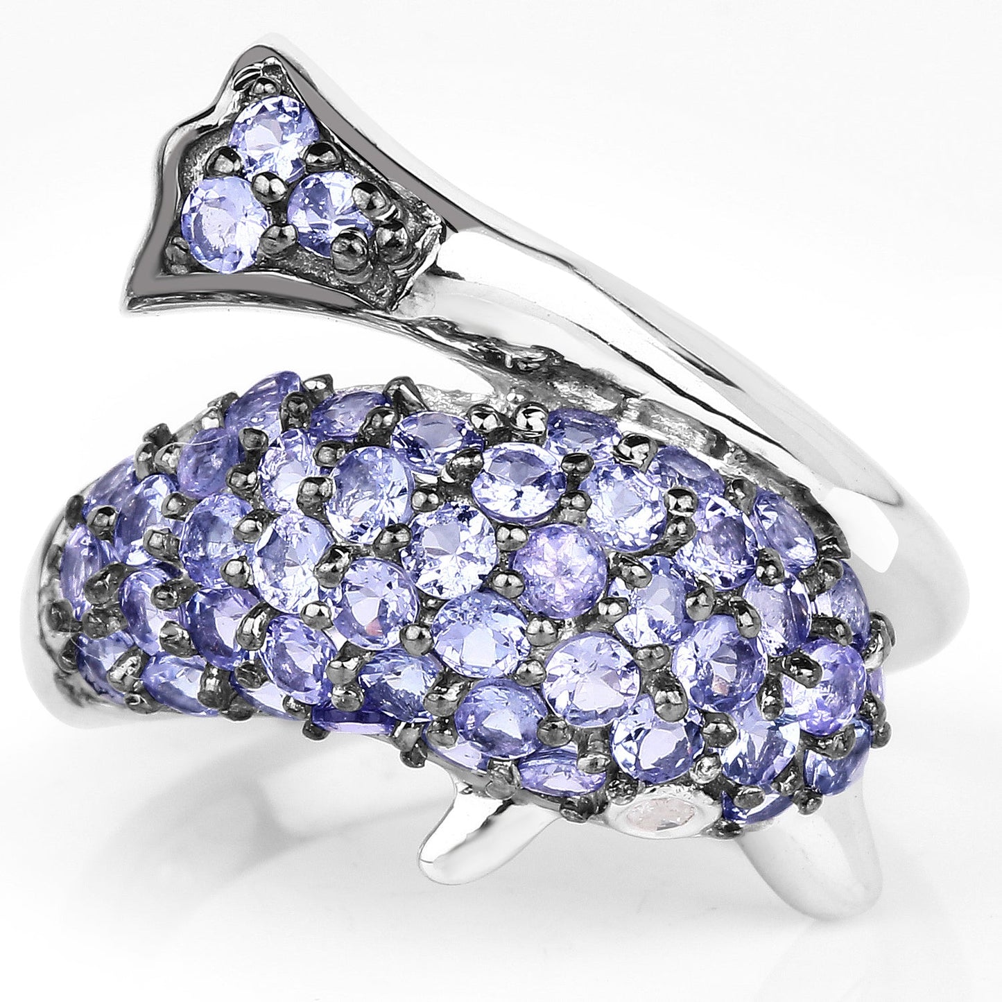 Bague en argent sterling avec tanzanite et diamant de 1,45 carat