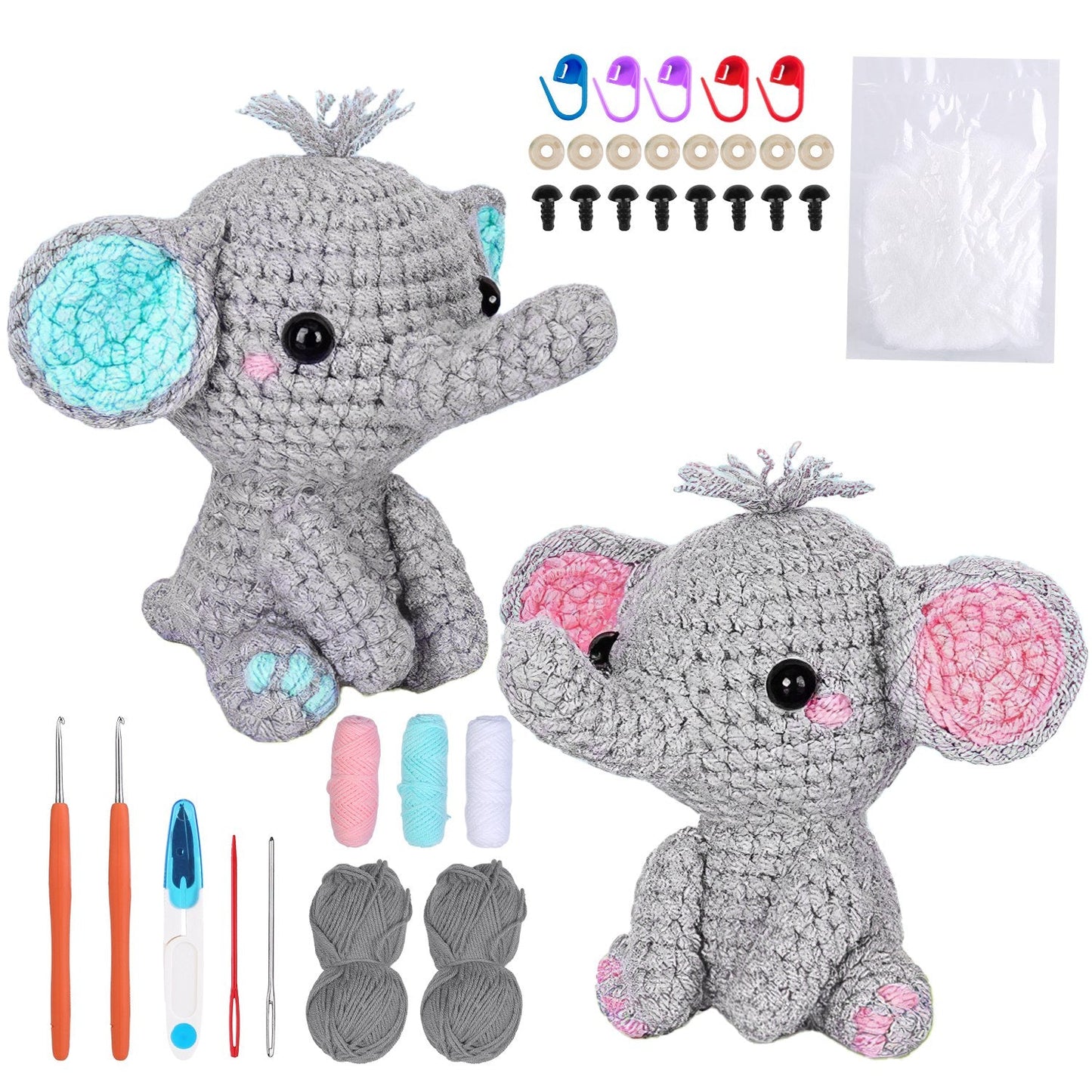 Elephant Crochet Kit for Beginners - DIY Knitting Supplies