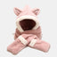 Gorro de Invierno de Peluche Adorable con Bufanda y Manoplas