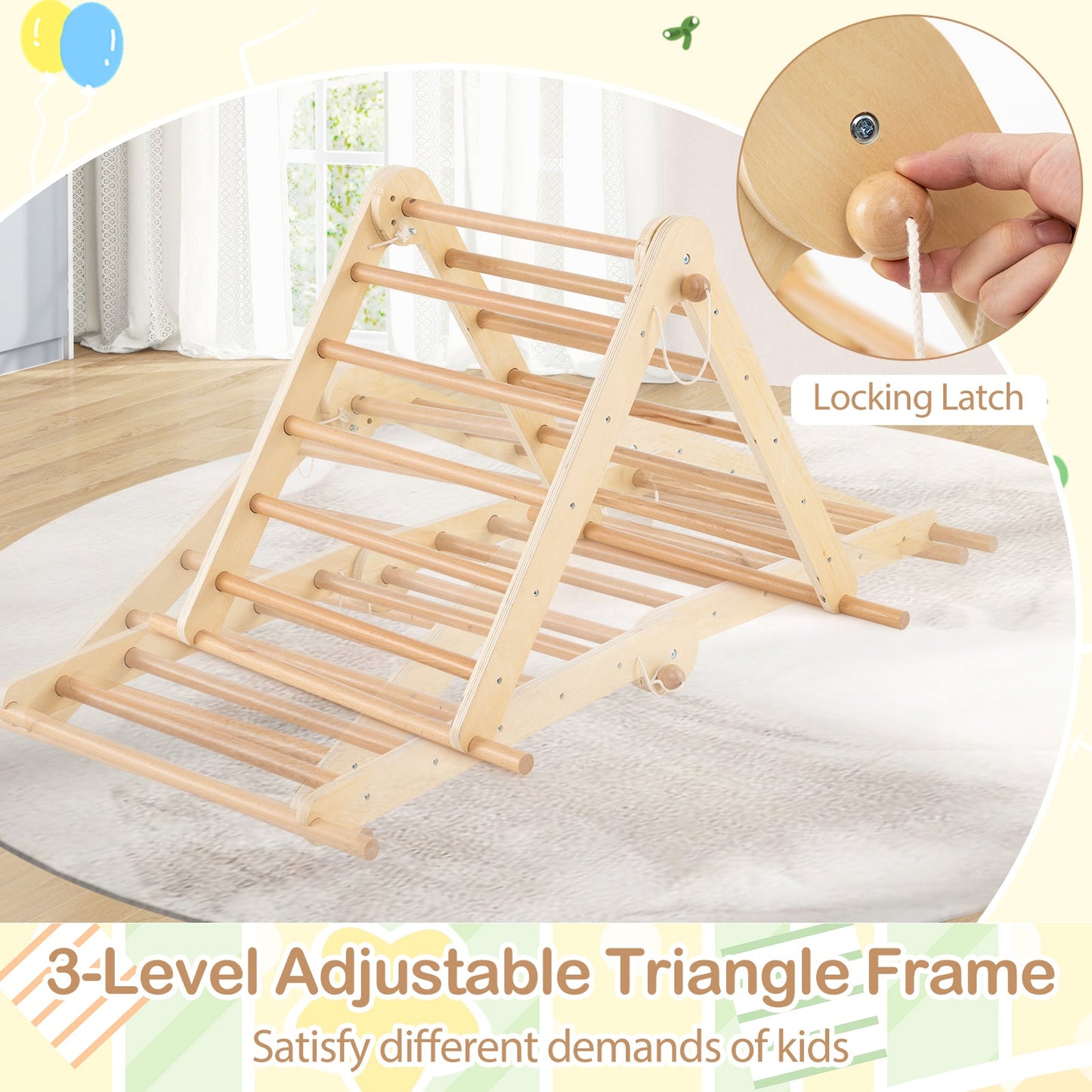 Juego de Escalada Pikler Triángulo 3 en 1 - Juguete Montessori Plegable