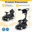3-in-1 Mercedes-Benz Licensed Push Car with Canopy - Black