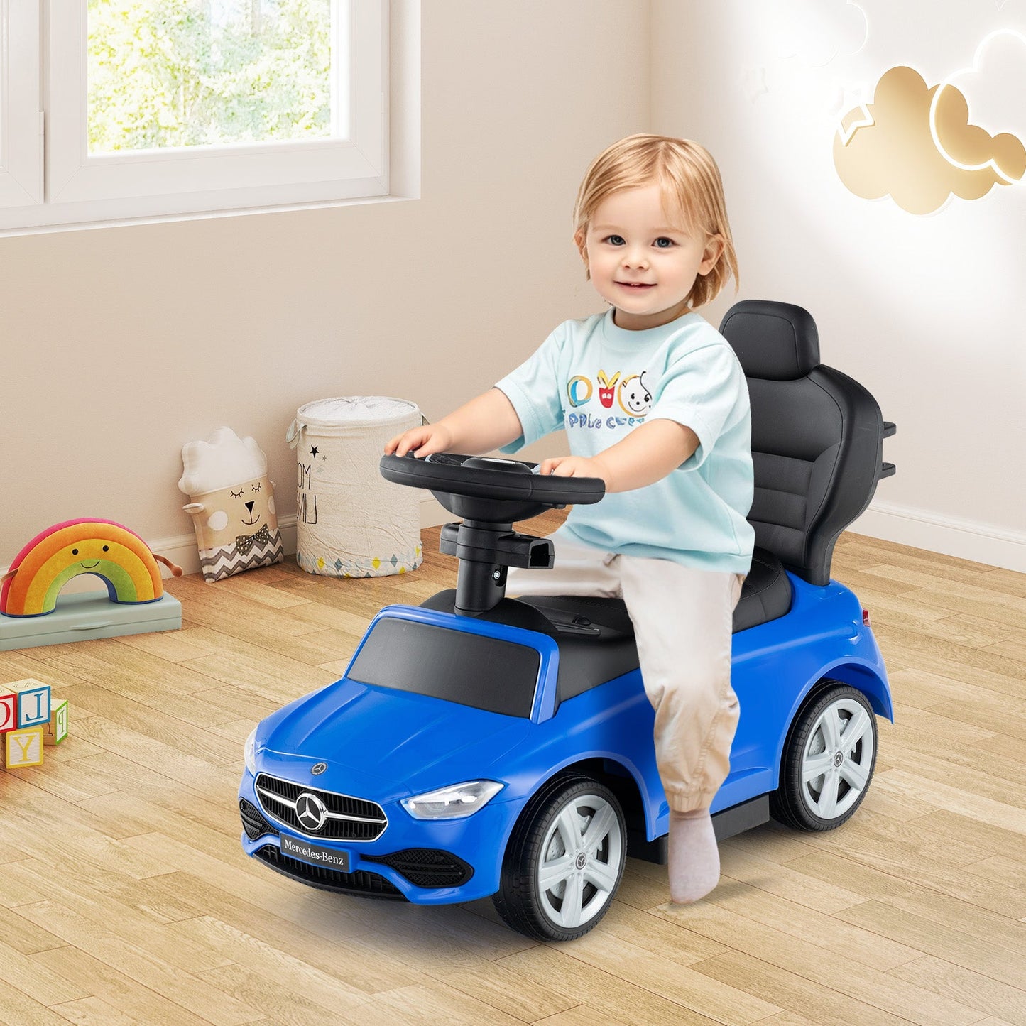 3-in-1 Mercedes-Benz Licensed Push Car - Blue