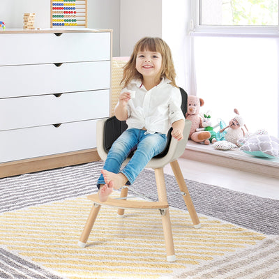 3-in-1 Convertible Wooden High Chair with Cushion - Black