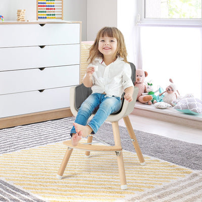 3-in-1 Convertible Wooden High Chair with Cushion - Light Gray