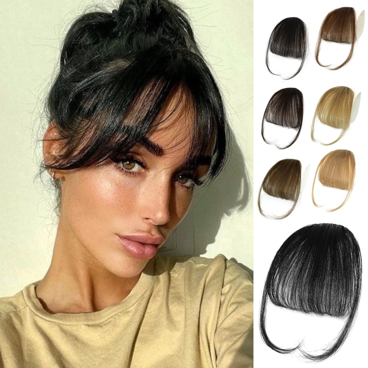 NAYOO Clip-In Bangs - Extensiones de Cabello Humano 100% Real