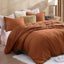 WRENSONGE King Size Comforter Set - Burnt Orange Sherpa Fleece