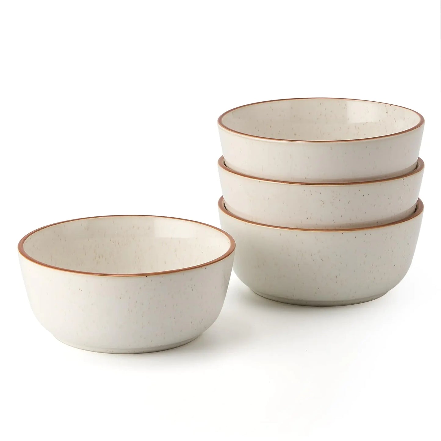 JIEMEI HOME Ceramic Cereal Bowls Set of 4 - 27 oz Speckled White