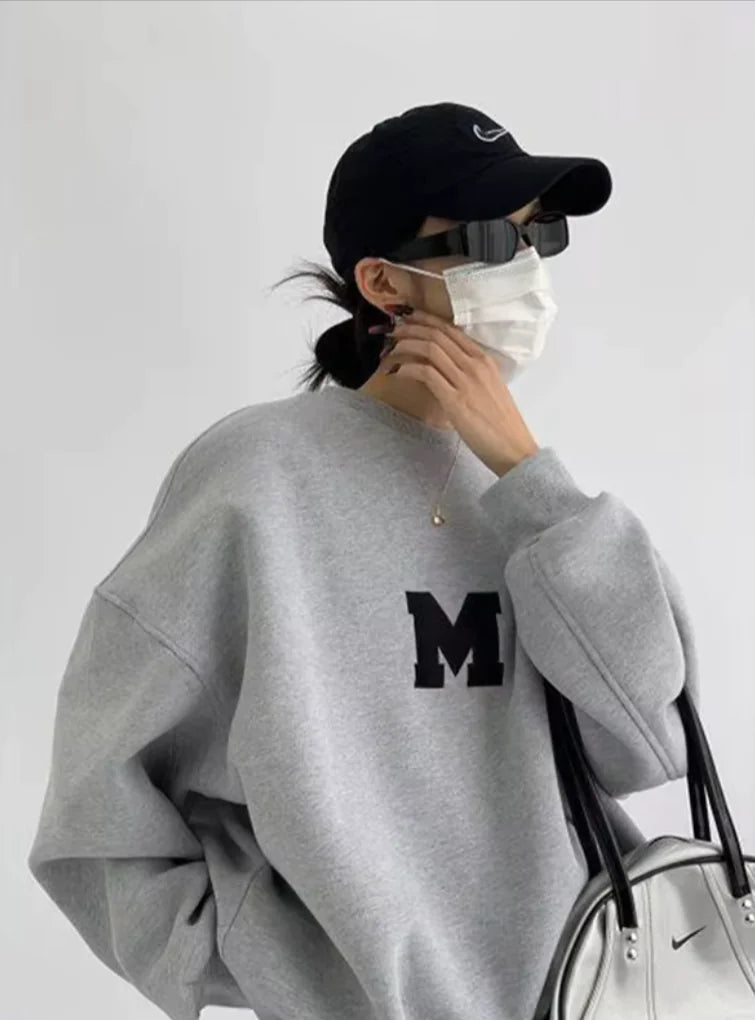 Sudadera de felpa oversized MEXZT Y2K – Sudadera casual para mujer