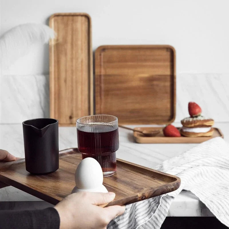Platos de Madera Hechos a Mano - Elegantes Bandejas Cuadradas