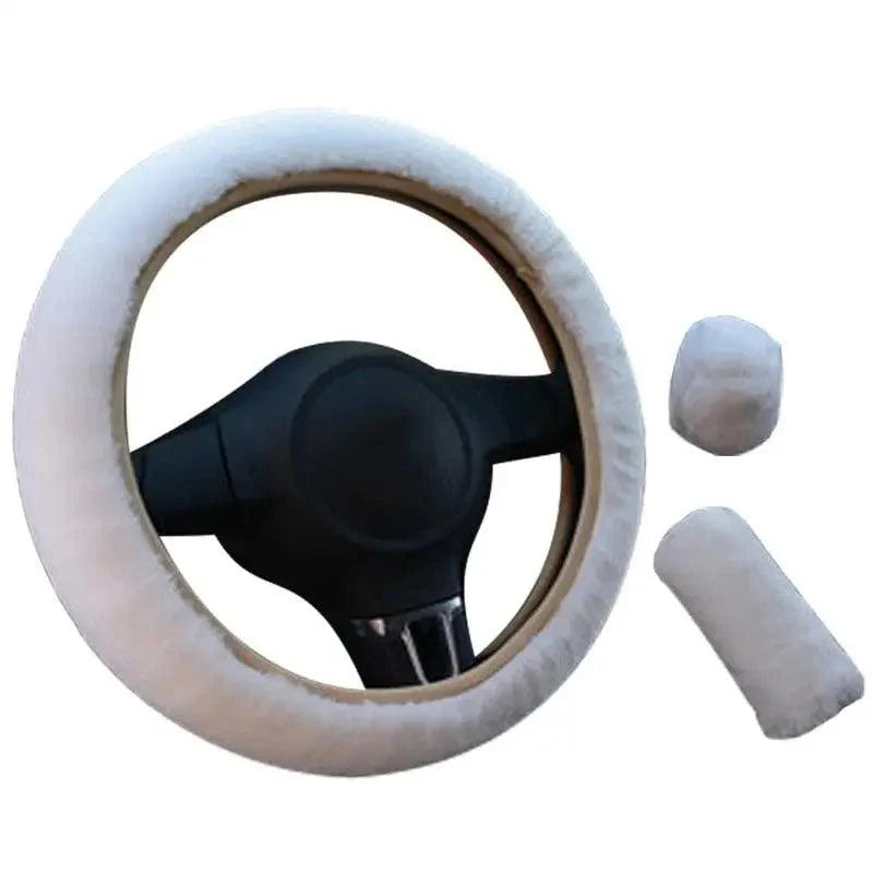Juego de Cubiertas de Volante de Coche de Lana de Invierno de 3 Piezas