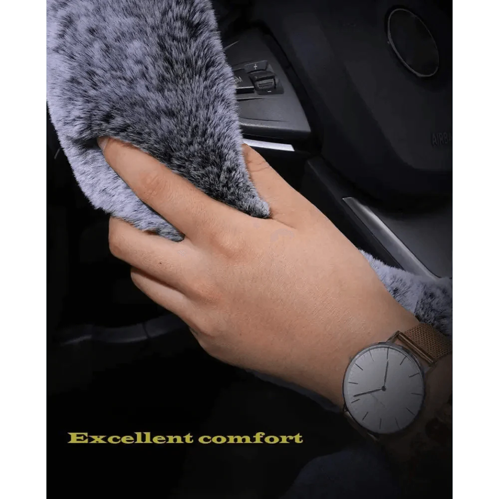 Juego de Cubiertas de Volante de Coche de Lana de Invierno de 3 Piezas