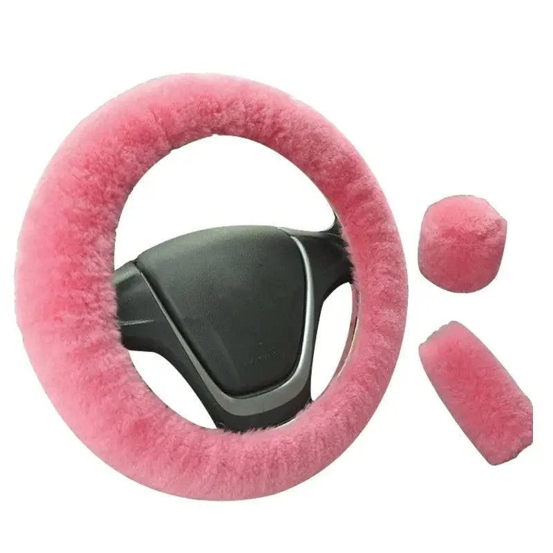 Juego de Cubiertas de Volante de Coche de Lana de Invierno de 3 Piezas