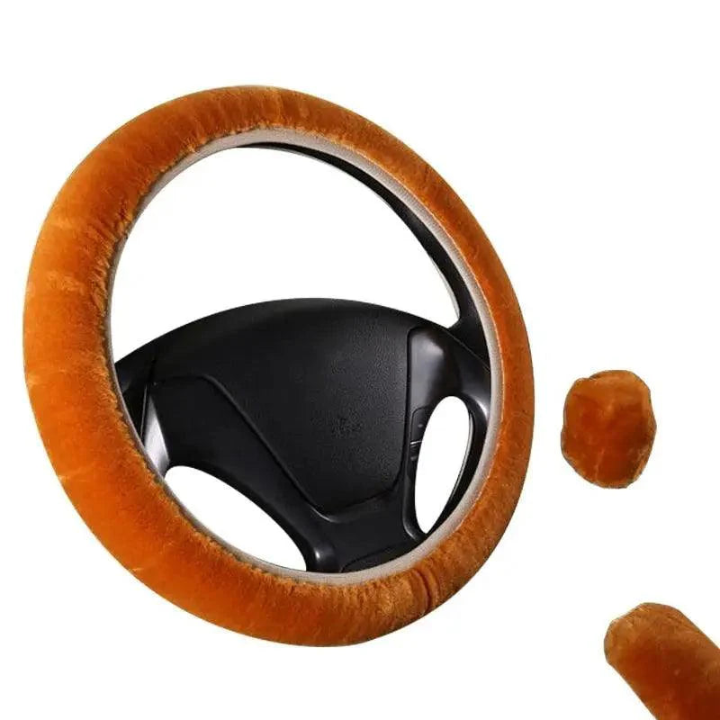 Juego de Cubiertas de Volante de Coche de Lana de Invierno de 3 Piezas