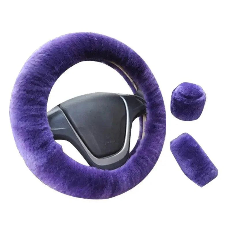 Juego de Cubiertas de Volante de Coche de Lana de Invierno de 3 Piezas