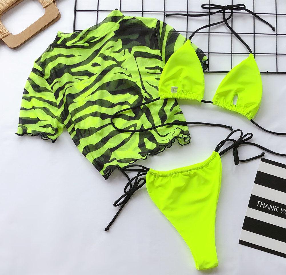 3-Piece Women's Leopard Print Bikini Set