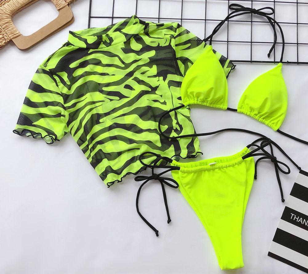 3-Piece Women's Leopard Print Bikini Set