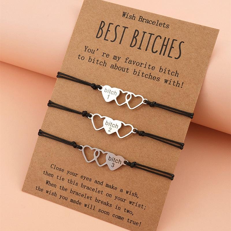 Ensemble de Bracelets d'Amitié en 3 Pièces avec Charms pour Femmes et Adolescentes