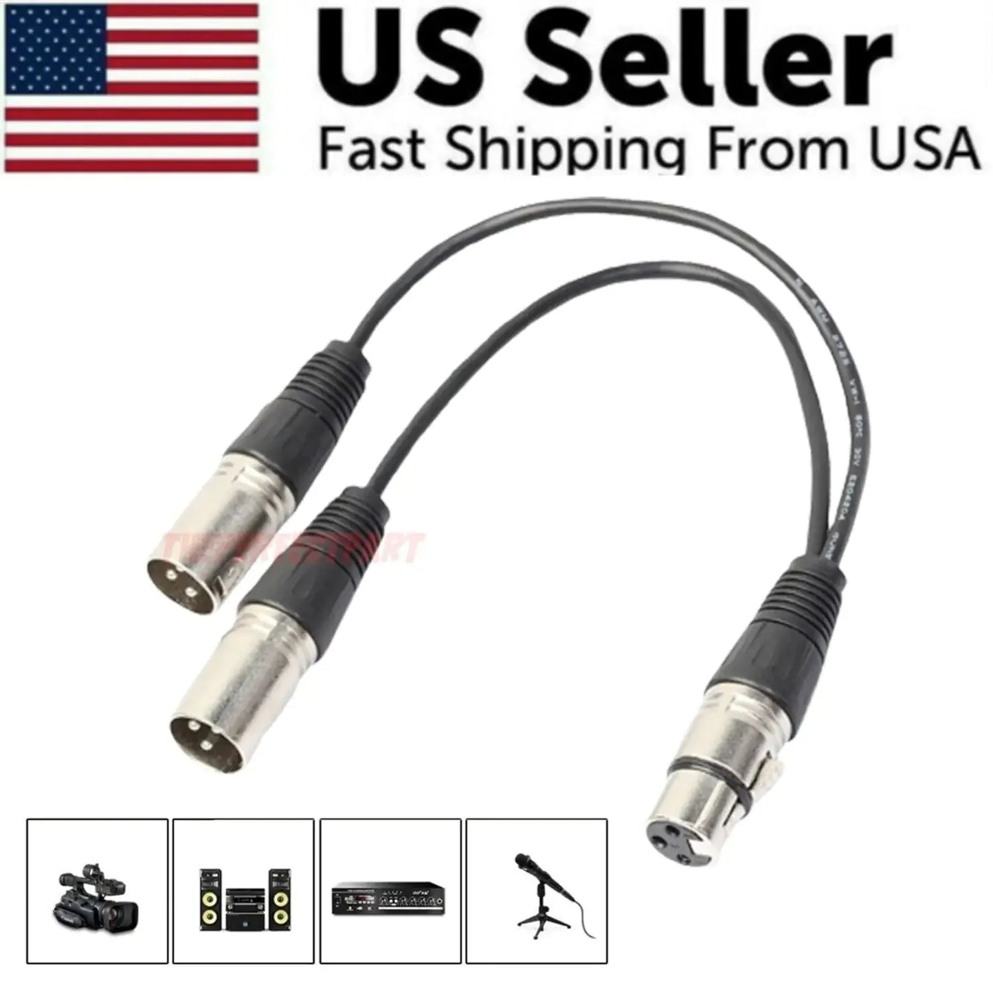 3Pin XLR Female to Dual Male Y Splitter Cable Adapter