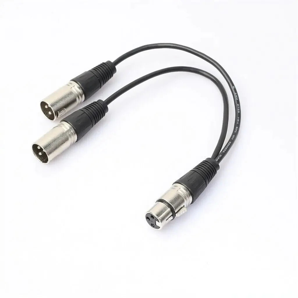 3Pin XLR Female to Dual Male Y Splitter Cable Adapter
