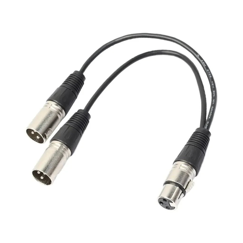 3Pin XLR Female to Dual Male Y Splitter Cable Adapter