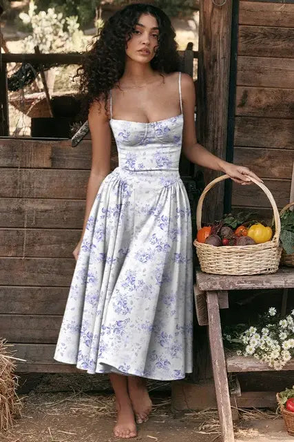 Vestido Midi Elegante con Tirantes de Espagueti