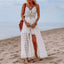 Elegant White Boho Lace Maxi Dress