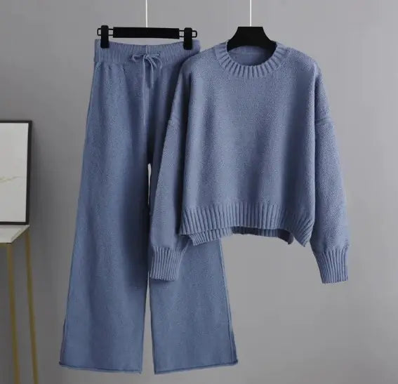 Ensemble de Pantalons Amples Tricotés Chic pour Femmes