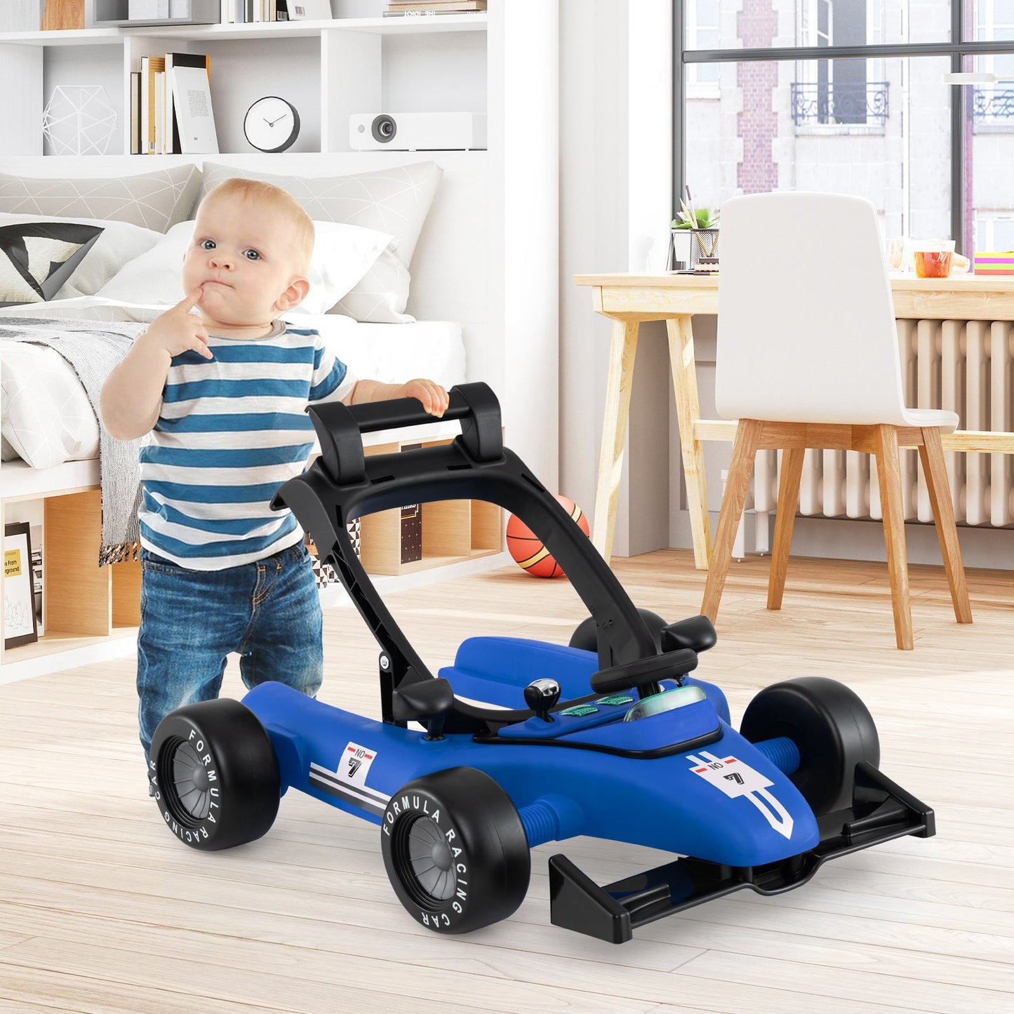 Centro de Actividades para Bebés con Andador Ajustable 4 en 1 - Azul