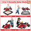 4-in-1 Adjustable Baby Push Walker with Music Box - Red