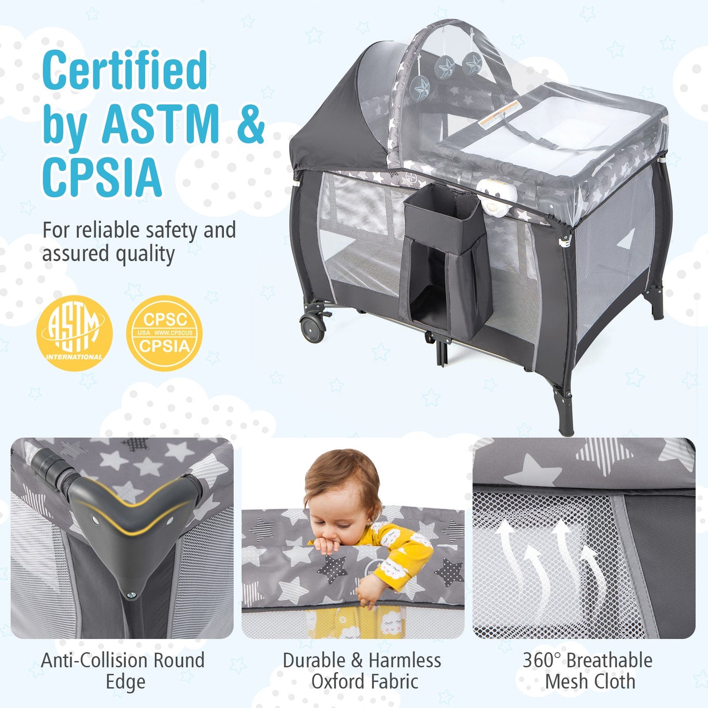 4-in-1 Portable Baby Nursery Center - Gray