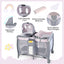 Parc de jeu portable convertible 4-en-1 avec musique et jouets - Gris