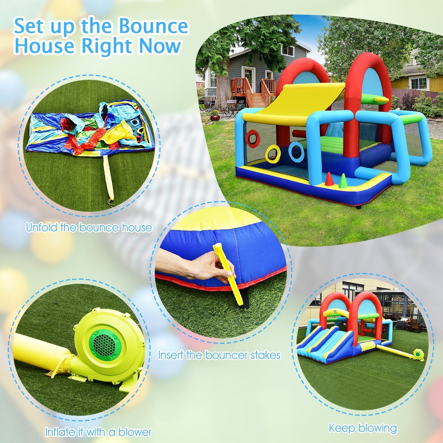 Inflatable Jumping Castle with Dual Slides & Blower