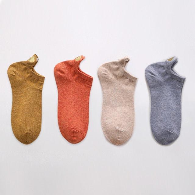 4 Pares de Calcetines Sin Mostrar con Bordado de Corazón para Mujeres
