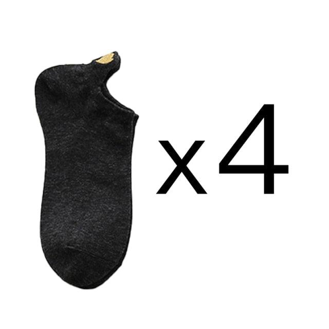 4 Pares de Calcetines Sin Mostrar con Bordado de Corazón para Mujeres
