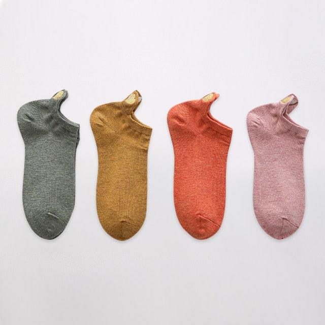 4 Pares de Calcetines Sin Mostrar con Bordado de Corazón para Mujeres