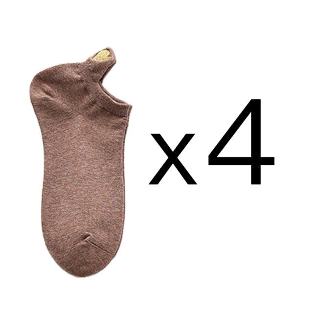 4 Pares de Calcetines Sin Mostrar con Bordado de Corazón para Mujeres