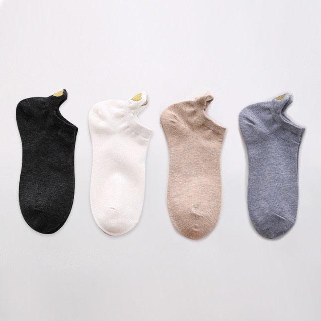 4 Pares de Calcetines Sin Mostrar con Bordado de Corazón para Mujeres