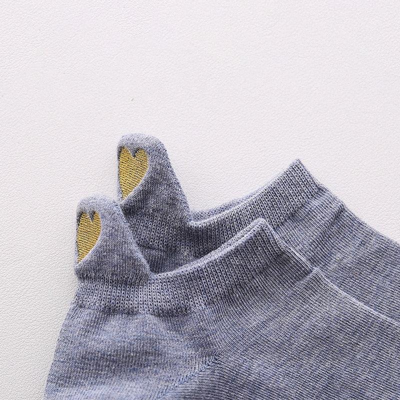 4 Pares de Calcetines Sin Mostrar con Bordado de Corazón para Mujeres