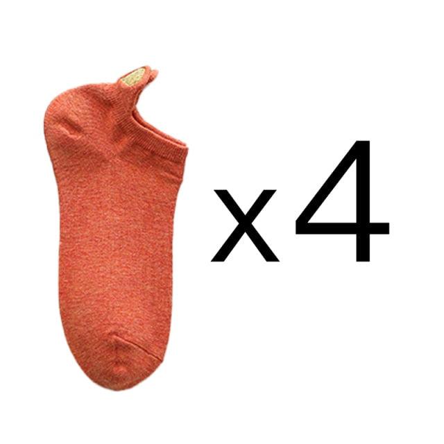 4 Pares de Calcetines Sin Mostrar con Bordado de Corazón para Mujeres