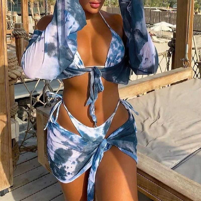 Ensemble de bikini tie-dye 4 pièces pour femmes