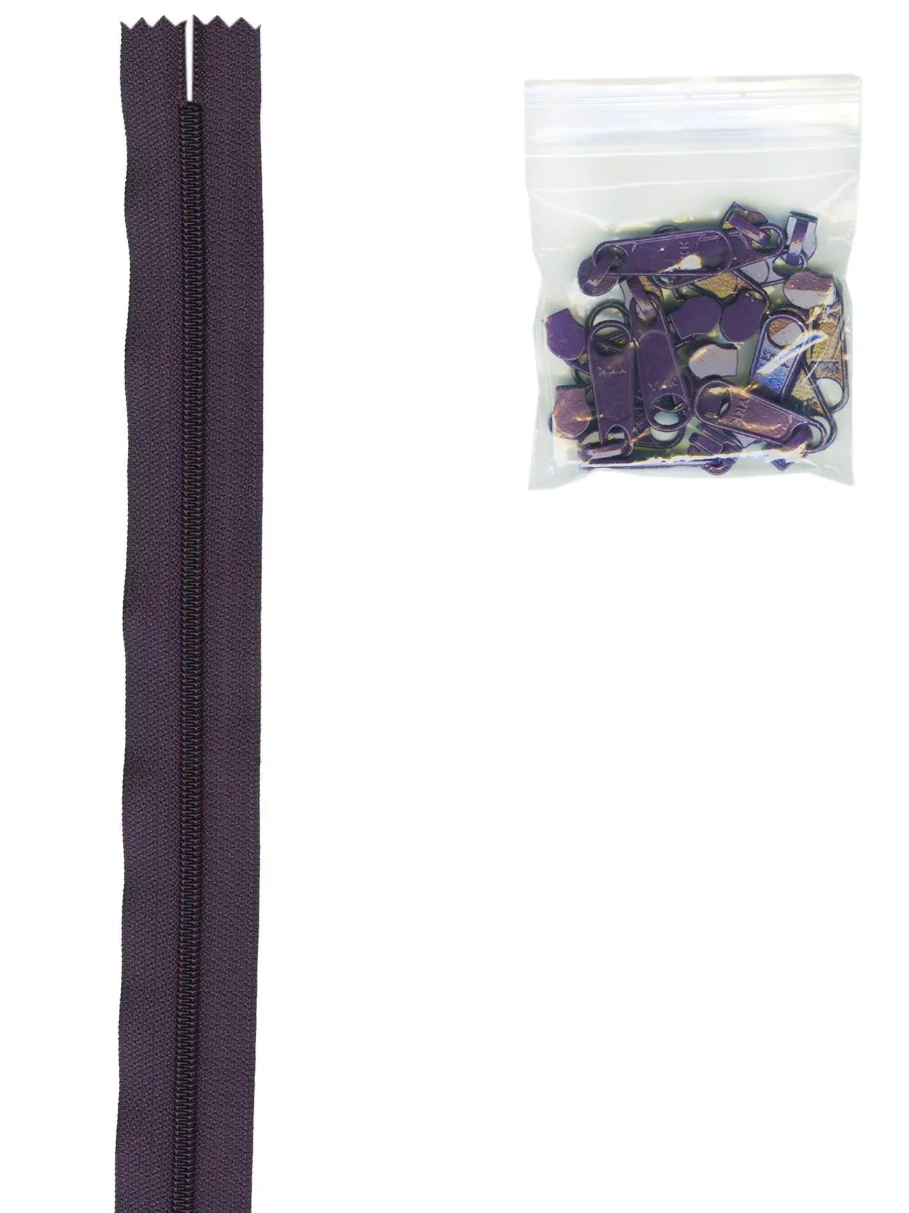 4 Yards de Cadena de Zipper de 16mm #4.5 con 16 Tiradores Extra Grandes Color Berenjena