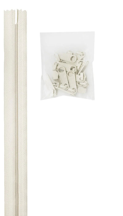 4 Yards de Chaîne de Fermeture Éclair Ouverte de 16 mm #4.5 avec 16 Tirettes - Blanc