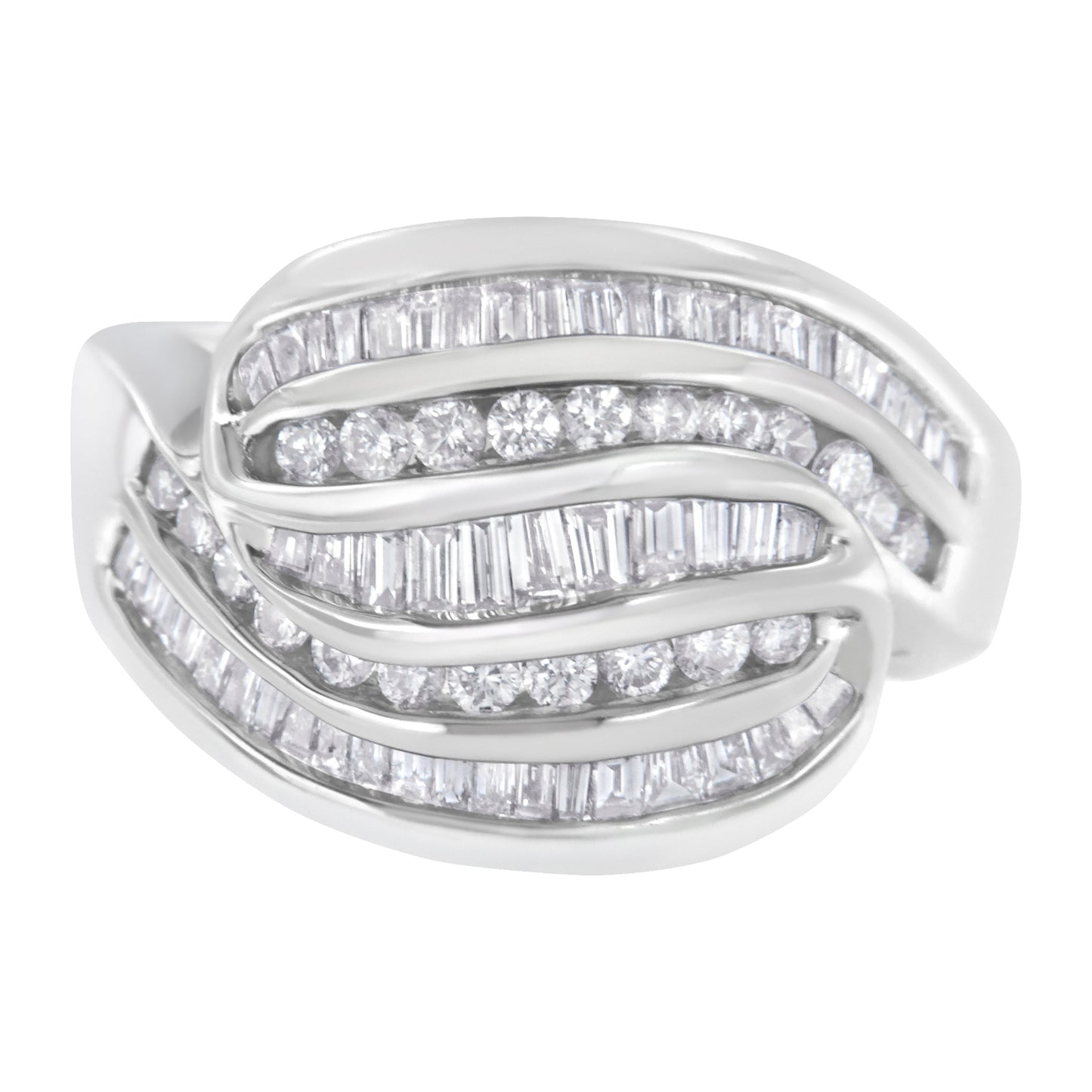 Anillo de Banda Bypass de Diamante en Oro Blanco de 14KT